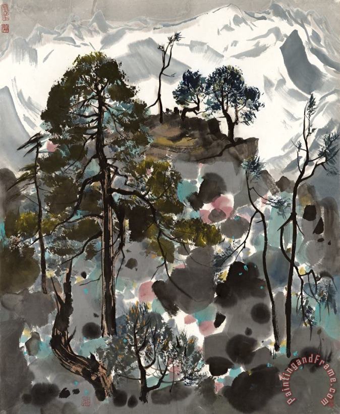 Snow Landscape painting - Wu Guanzhong Snow Landscape Art Print