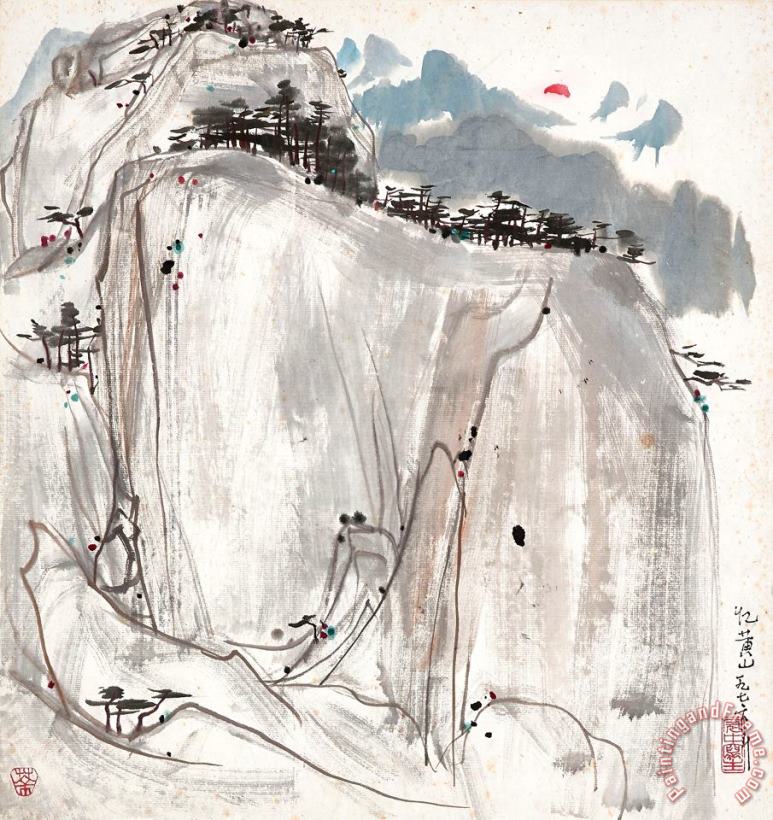Wu Guanzhong Sunrise Over The Huang Mountains Art Print