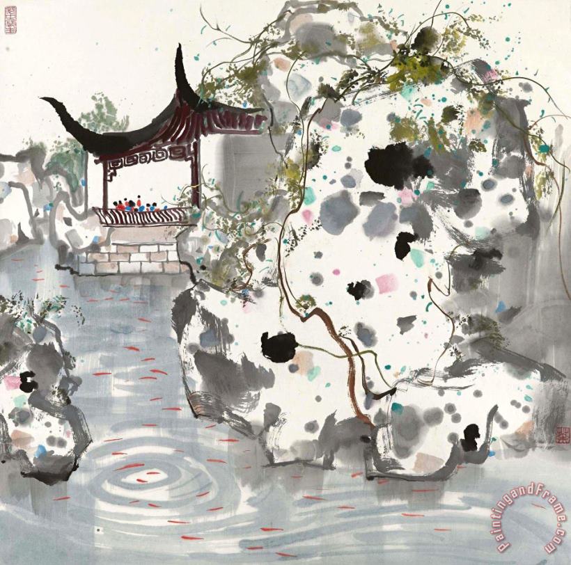 Suzhou Pavilion painting - Wu Guanzhong Suzhou Pavilion Art Print