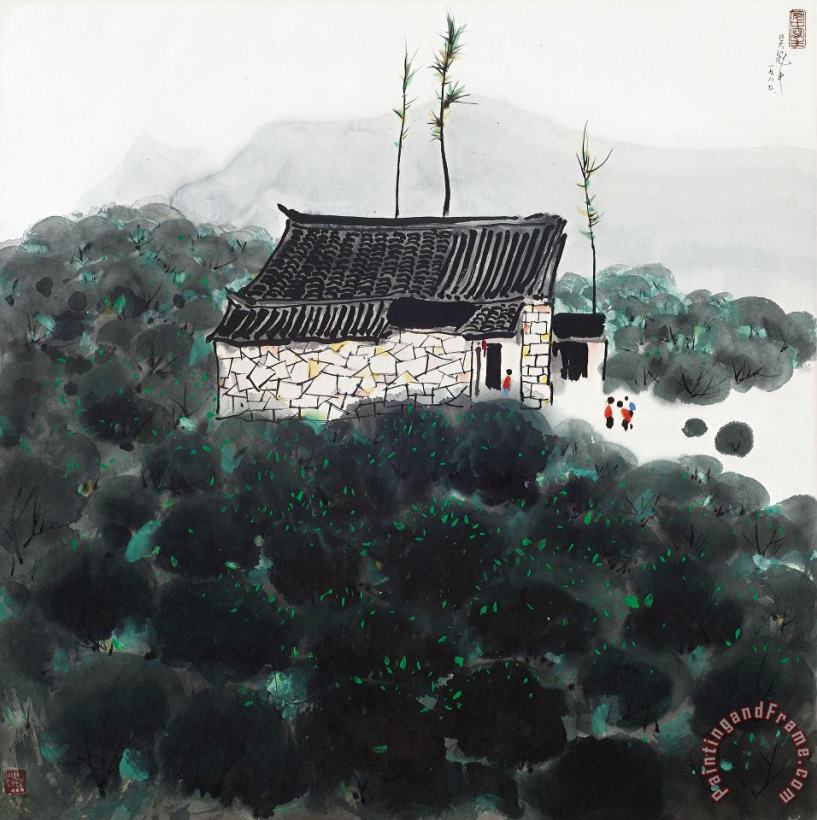 Tea Farm painting - Wu Guanzhong Tea Farm Art Print