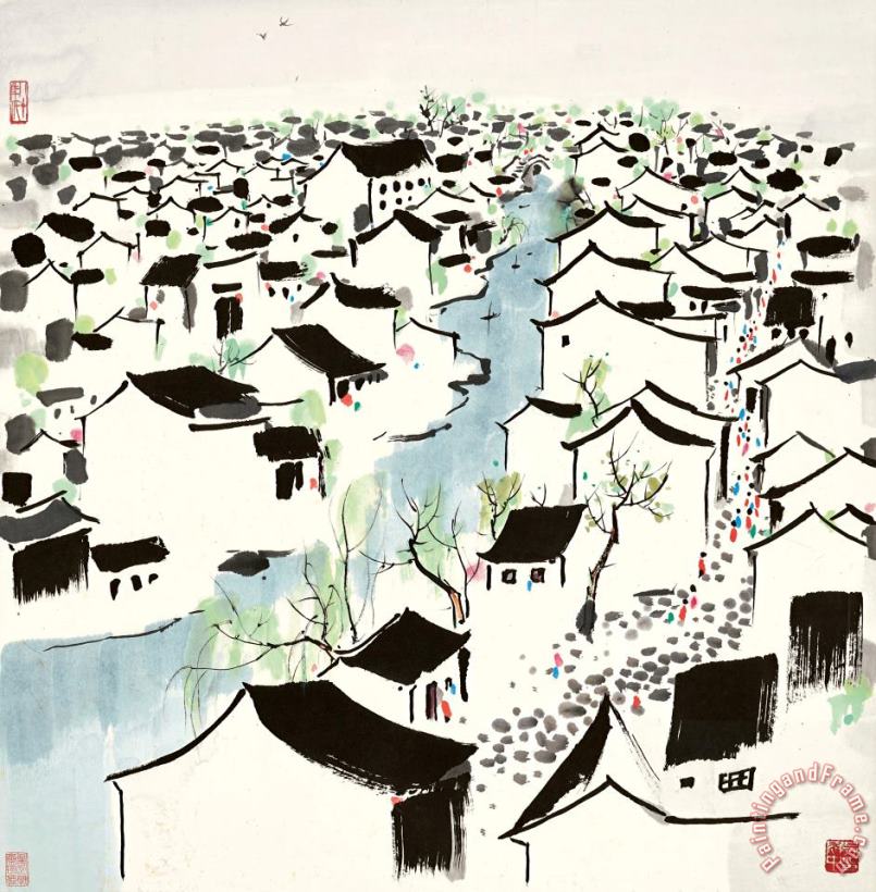 Wu Guanzhong The Hometown of Lu Xun 魯迅故鄉 Art Painting