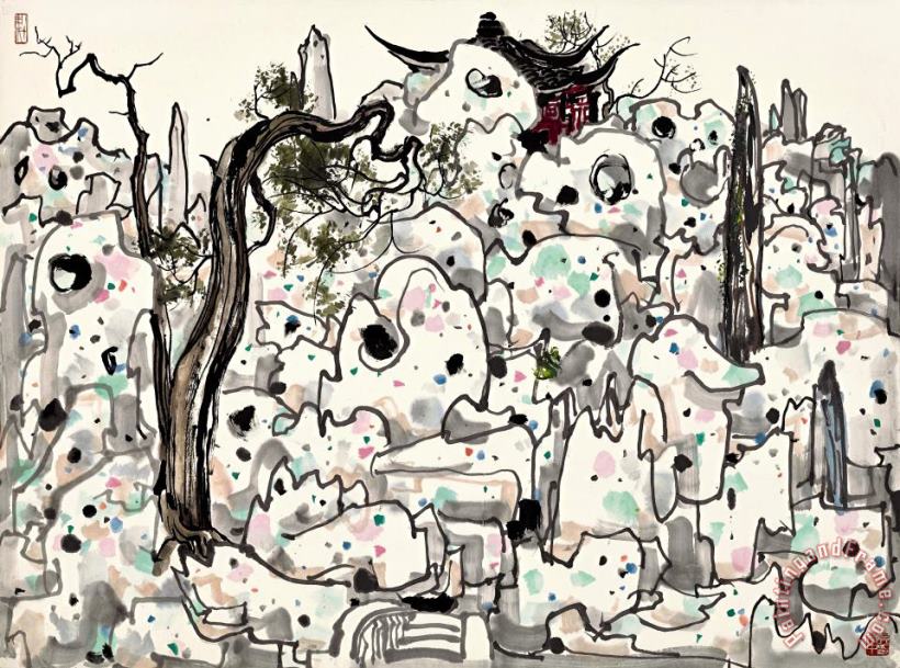 The Lion Grove Garden 獅子林 painting - Wu Guanzhong The Lion Grove Garden 獅子林 Art Print