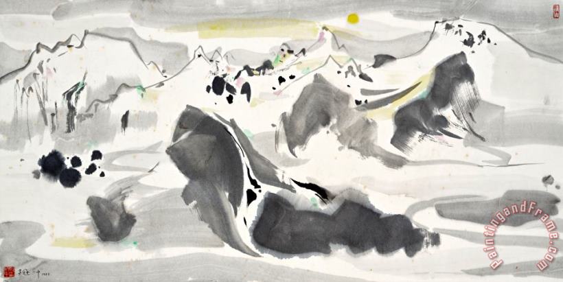 The Yulong Mountains in The Moonlight painting - Wu Guanzhong The Yulong Mountains in The Moonlight Art Print