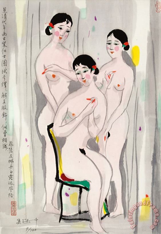 Three Beauties painting - Wu Guanzhong Three Beauties Art Print