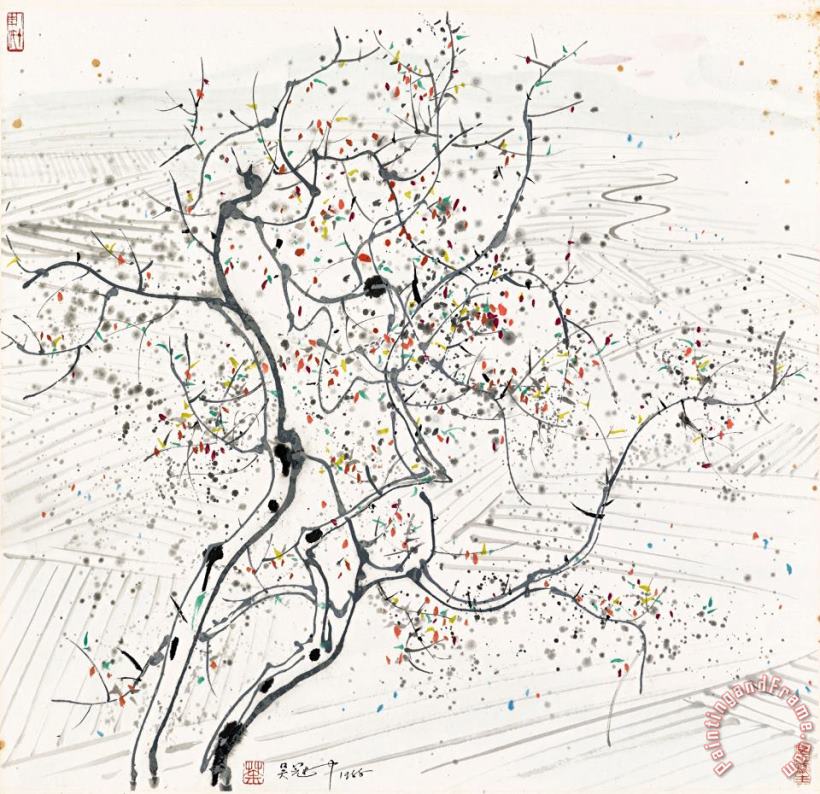 Wu Guanzhong Tree Art Painting