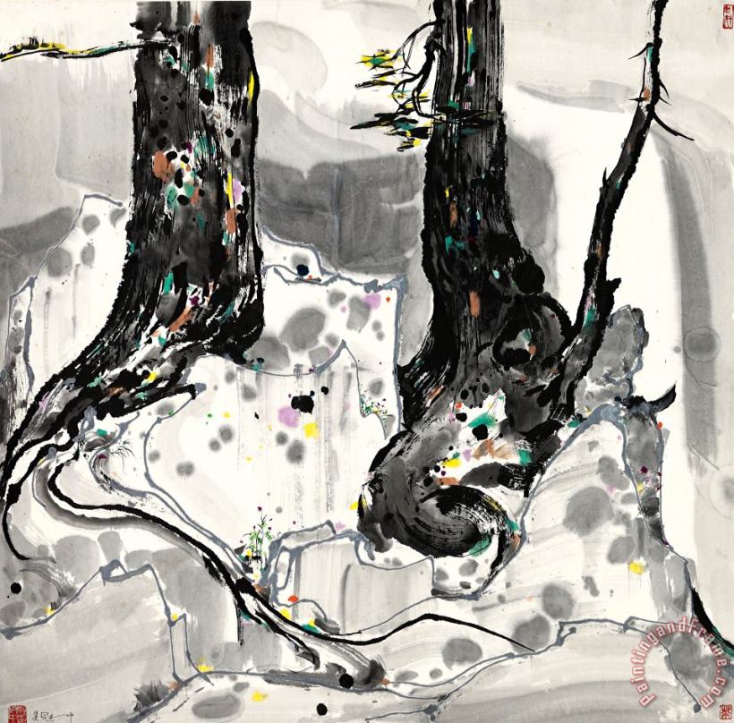 Tree Roots painting - Wu Guanzhong Tree Roots Art Print
