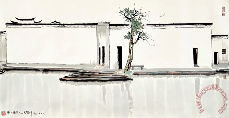 Wu Guanzhong Two Swallows Art Painting