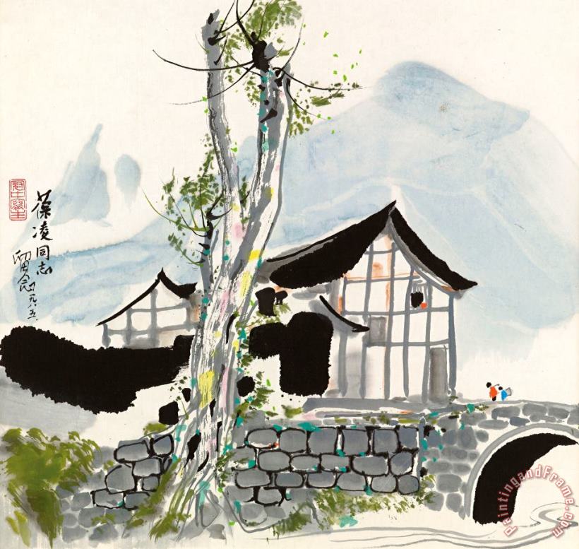 Wu Guanzhong Village Art Painting