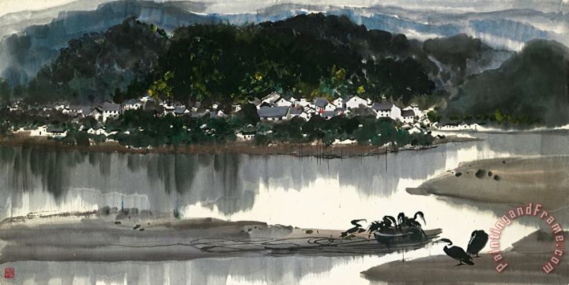 Village by The Shore painting - Wu Guanzhong Village by The Shore Art Print