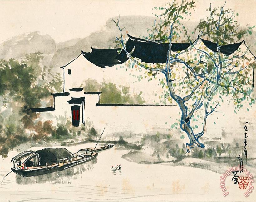 Wu Guanzhong Water Village Art Print