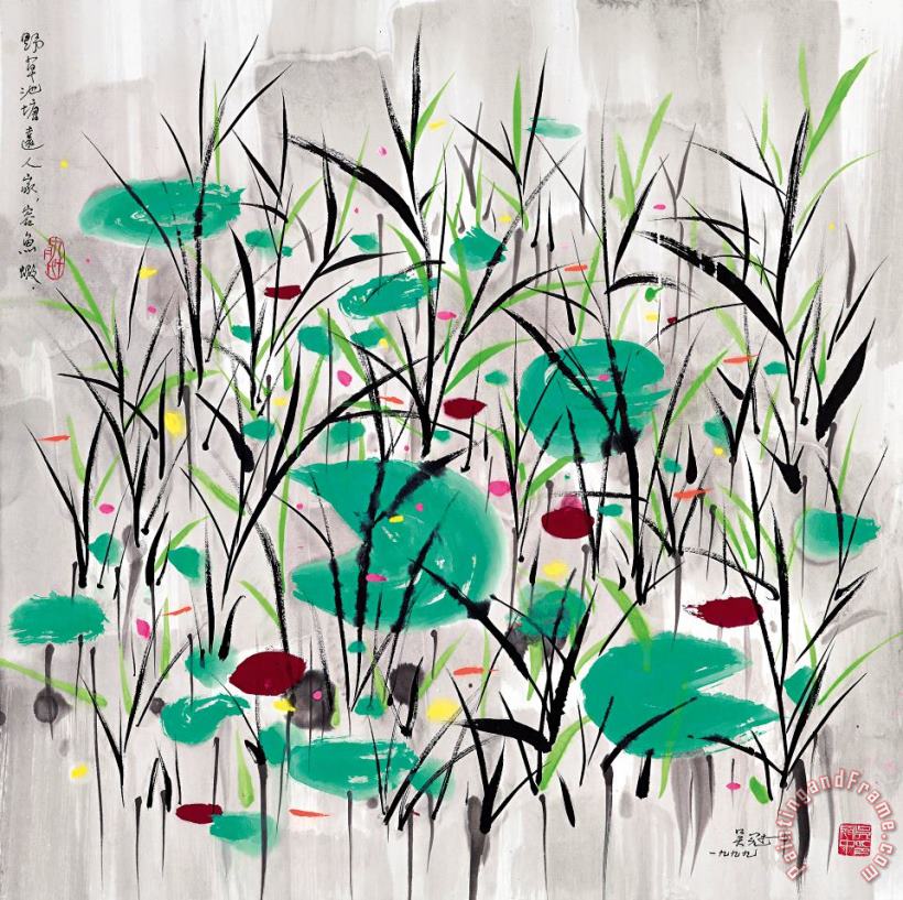 Weeds in a Pond painting - Wu Guanzhong Weeds in a Pond Art Print