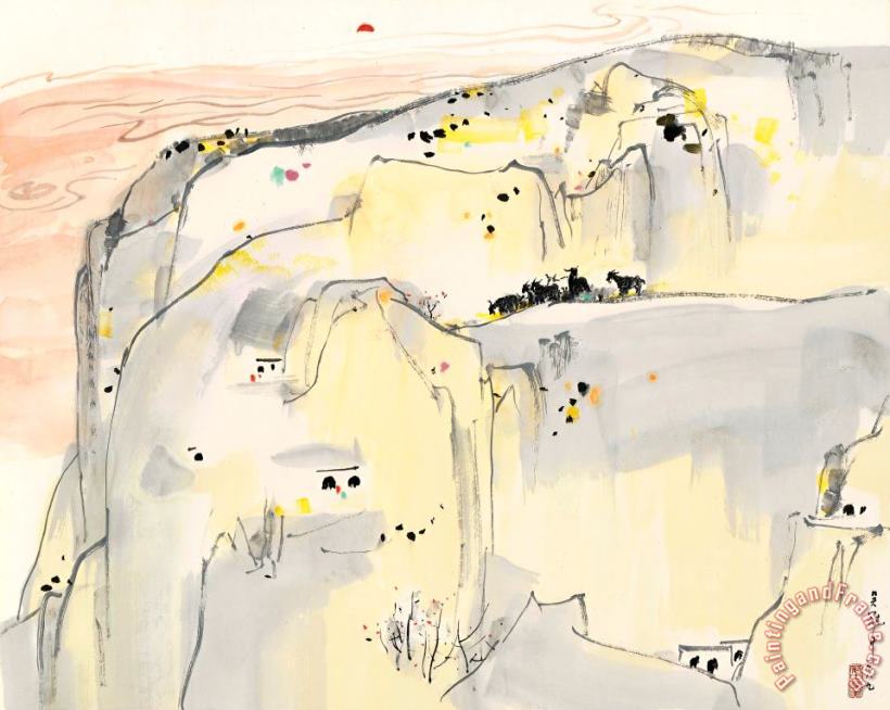 Where The Yellow River Meets The Sky, 1989 painting - Wu Guanzhong Where The Yellow River Meets The Sky, 1989 Art Print