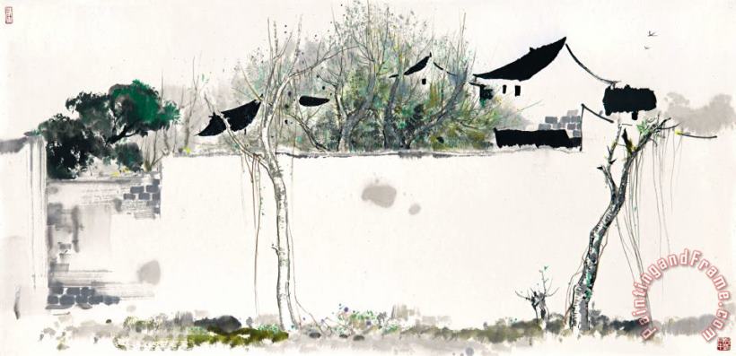 Wu Guanzhong White Wall in Jiangnan Art Print