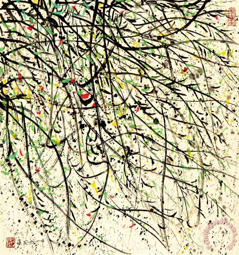Wu Guanzhong Willow Art Painting