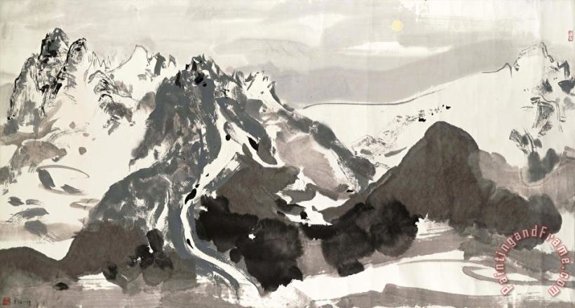 Wu Guanzhong Yulong Mountain Under Moonlight Art Print