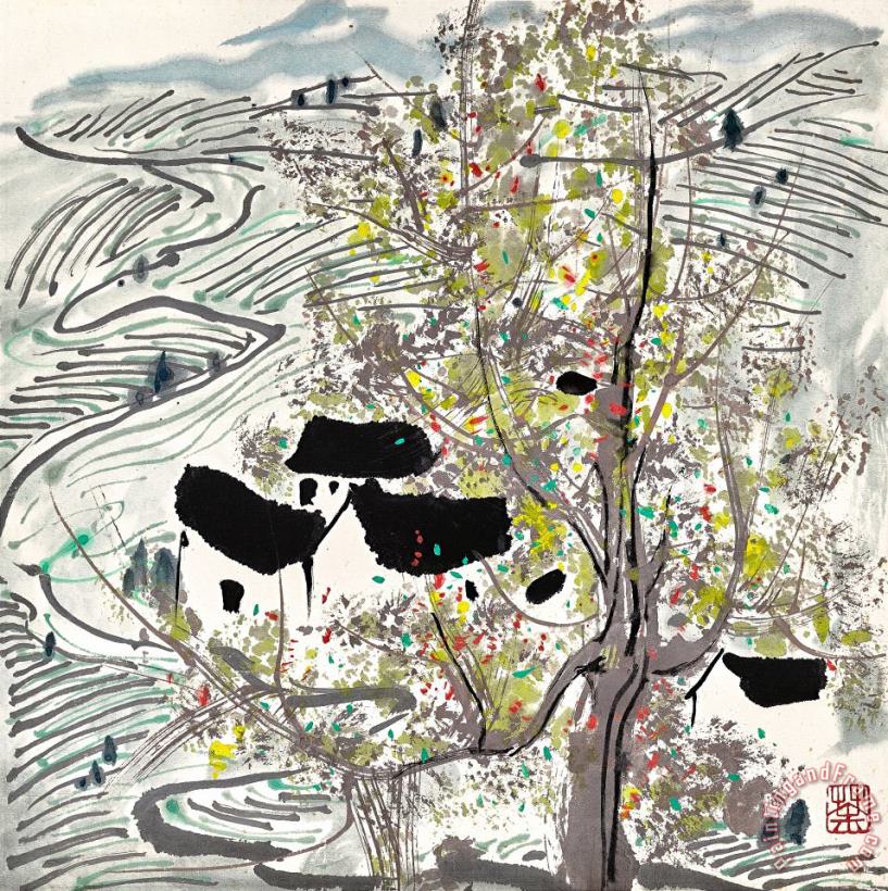Wu Guanzhong 梯田 Paddy Fields Art Painting