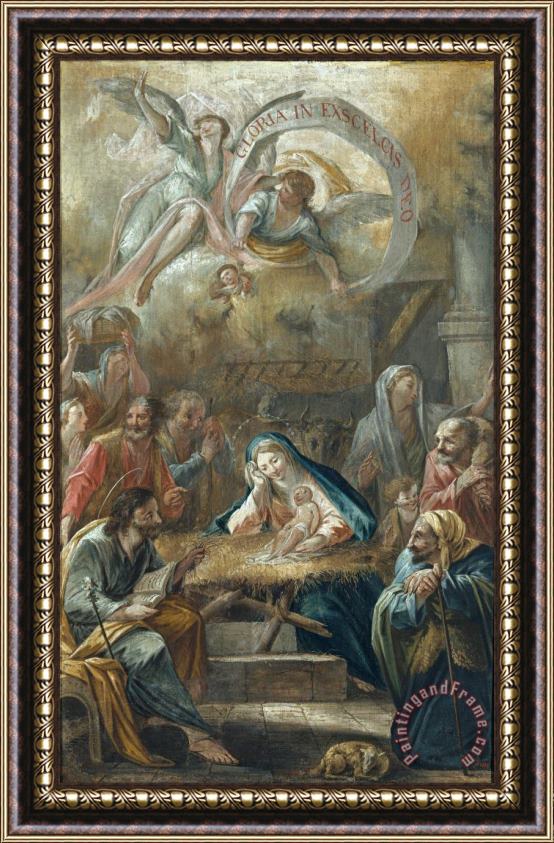 'El Vigata' Francesc Pla Duran Birth of Jesus And The Adoration of The Shepherds Framed Print