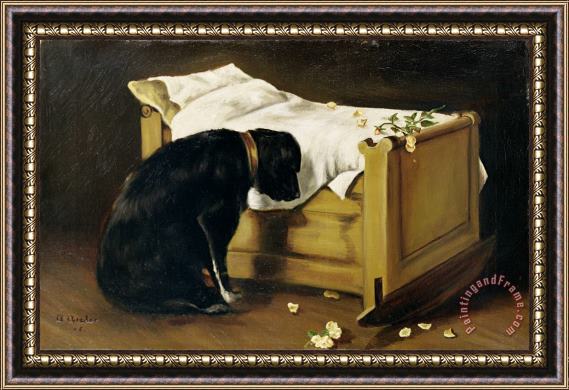 A Archer Dog Mourning Its Little Master Framed Print