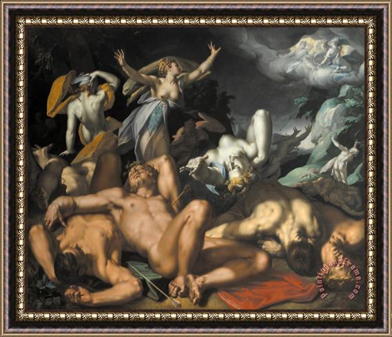 Abraham Bloemaert Apollo And Diana Punishing Niobe by Killing Her Children Framed Print