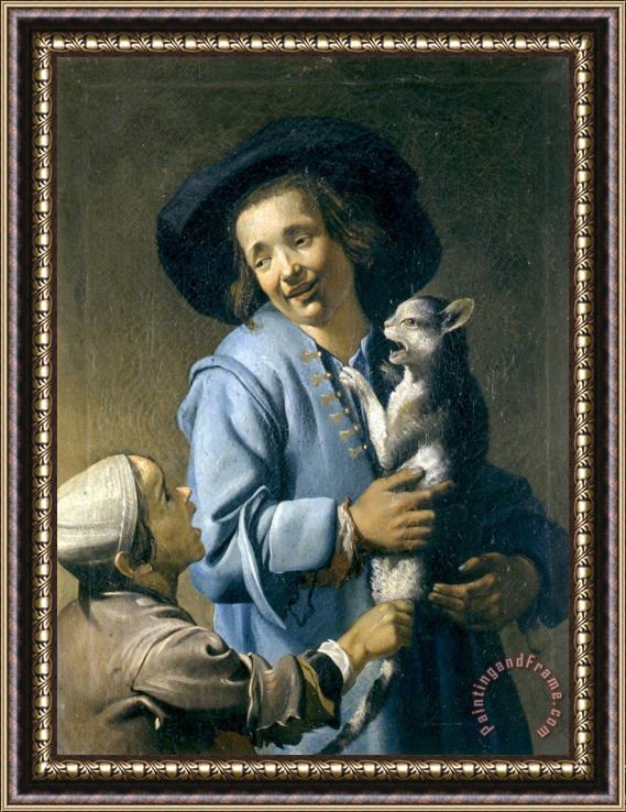 Abraham Bloemaert Youths Playing with The Cat Framed Painting