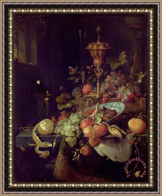 Abraham Mignon Still Life with Fruit And a Beaker on a Cock's Foot Framed Print
