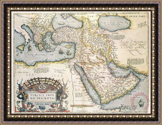 Abraham Ortelius Map of the Middle East from the Sixteenth Century Framed Print