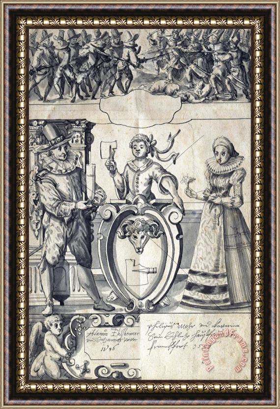 Adam Elsheimer Cartoon for The Frankfurt Butcher Philipp Mohr And His Wife Catherine Framed Painting
