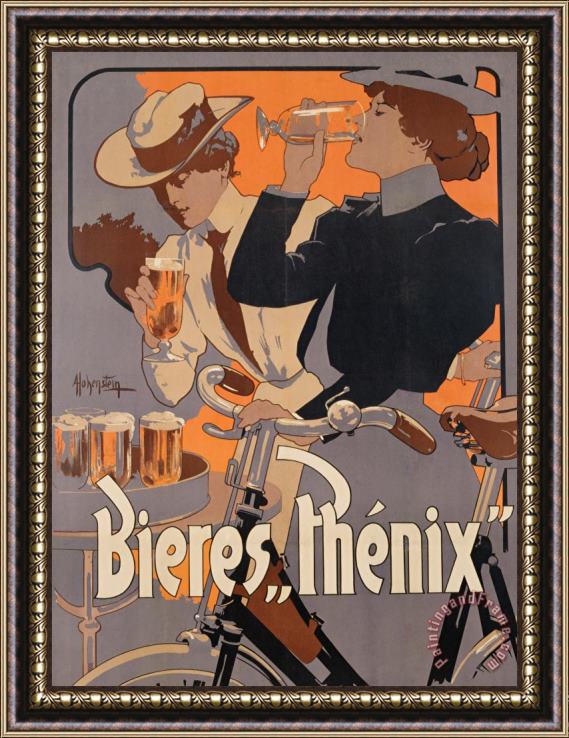 Adolf Hohenstein Poster advertising Phenix beer Framed Painting