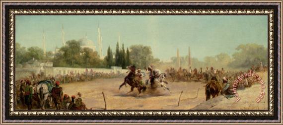 Adolf Schreyer A Horse Race in The Hippodrome Framed Painting