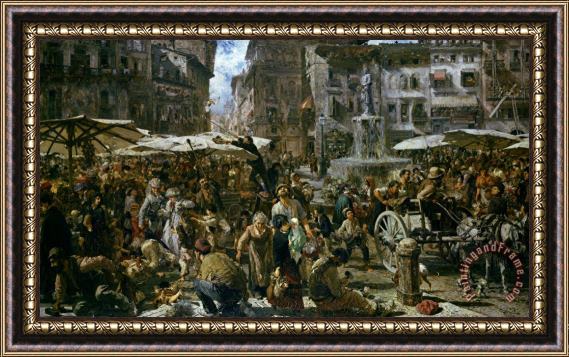 Adolph Friedrich Erdmann von Menzel The Market of Verona Framed Print