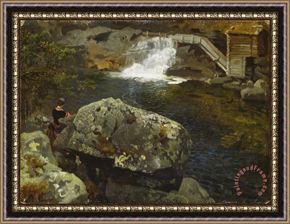 Adolph Tidemand & Hans Gude By The Mill Pond Framed Print