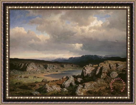 Adolph Tidemand & Hans Gude Norwegian Highlands Framed Painting