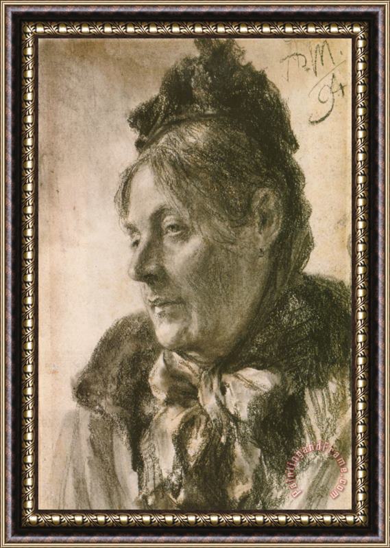 Adolph Von Menzel The Head of a Woman Framed Print
