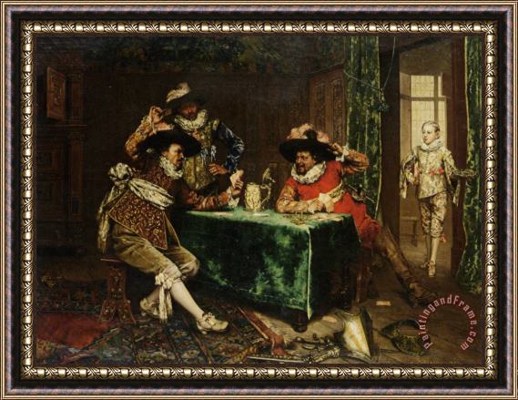 Adolphe Alexandre Lesrel A Game of Cards Framed Painting