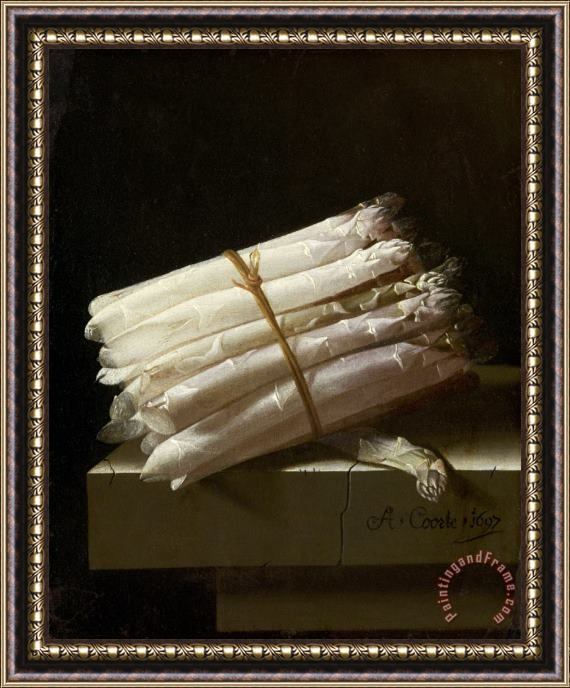 Adriaen Coorte Still Life with Asparagus Framed Painting
