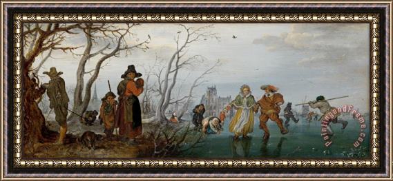 Adriaen Pietersz. van de Venne Winter (amusement on The Ice) Framed Painting