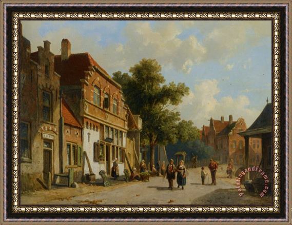 Adrianus Eversen A Village Street Framed Painting
