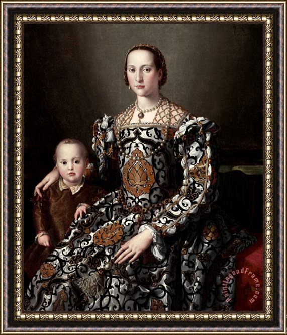 Agnolo Bronzino Eleonora of Toledo And Her Son Framed Painting