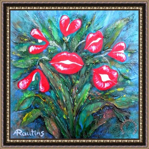 Agris Rautins Bouquet Of Kisses Framed Painting