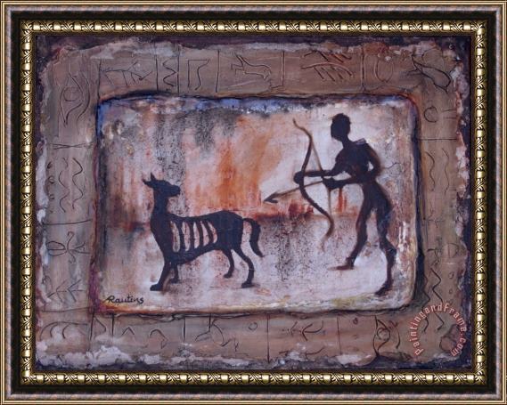 Agris Rautins Hunter of the Stone Age Framed Painting
