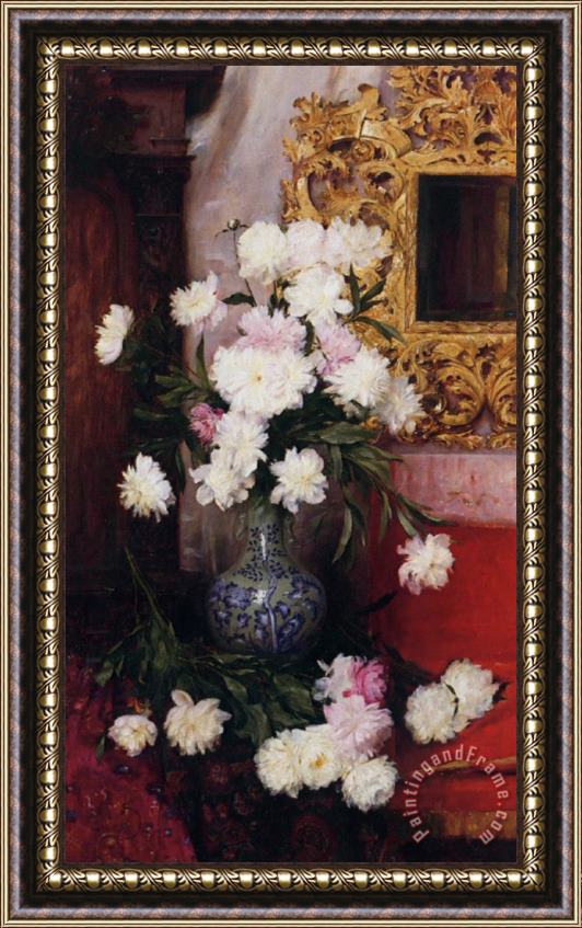 Albert Aublet Vase De Pivoines Framed Painting