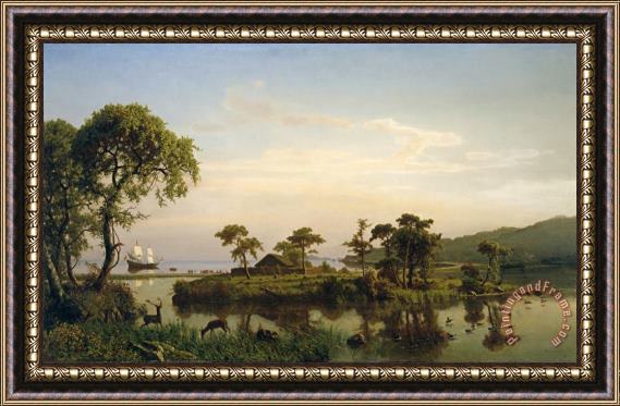 Albert Bierstadt Bartholomew Gosnold at Cuttyhunk, 1858 Framed Painting