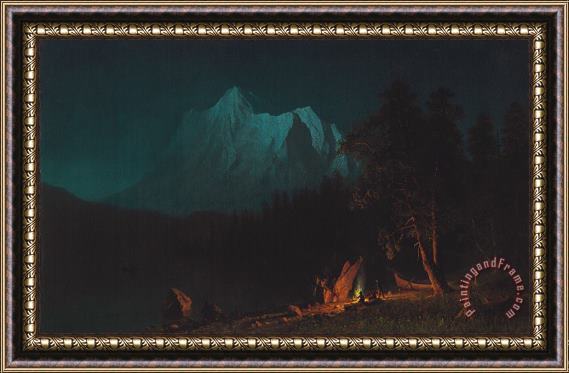 Albert Bierstadt Mountainous Landscape By Moonlight Framed Print