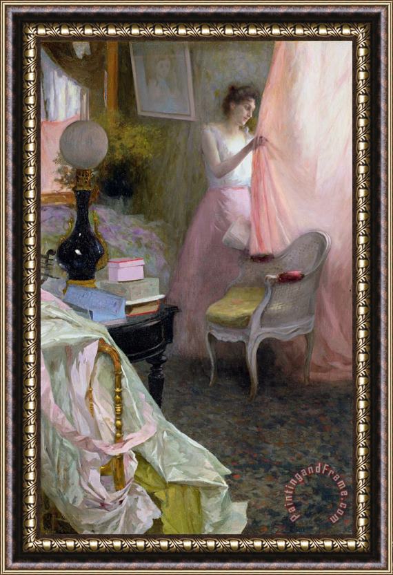 Albert Breaute Woman in an Interior Framed Painting