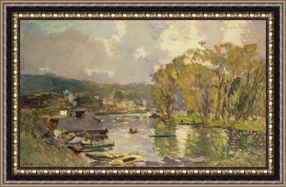 Albert-Charles Lebourg Along The Seine At Meudon Framed Painting
