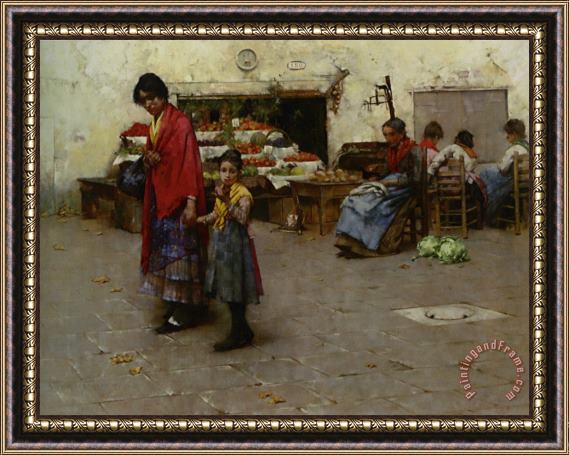 Albert Chevallier Tayler Day at The Market Framed Painting