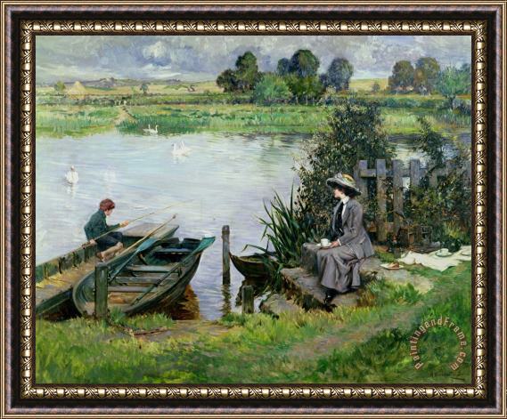 Albert Chevallier Tayler The Thames at Benson Framed Painting
