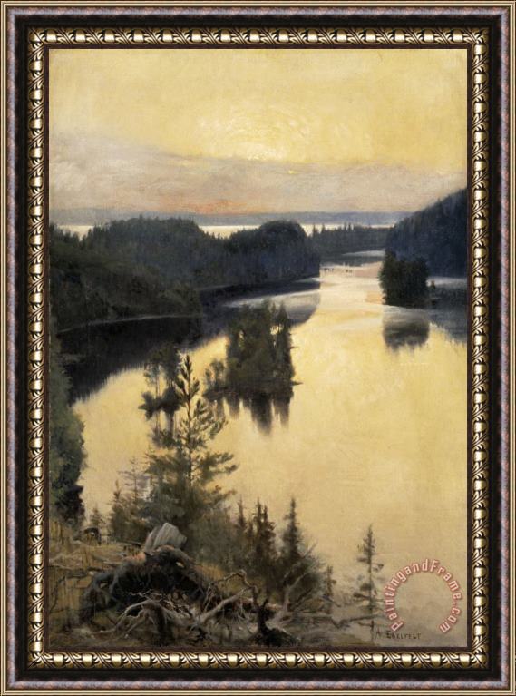 Albert Edelfelt Kaukola Ridge at Sunset Framed Print