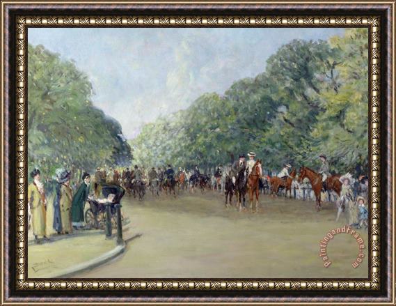 Albert Jnr Ludovici View Of Hyde Park With Figures On Rotten Row Framed Painting