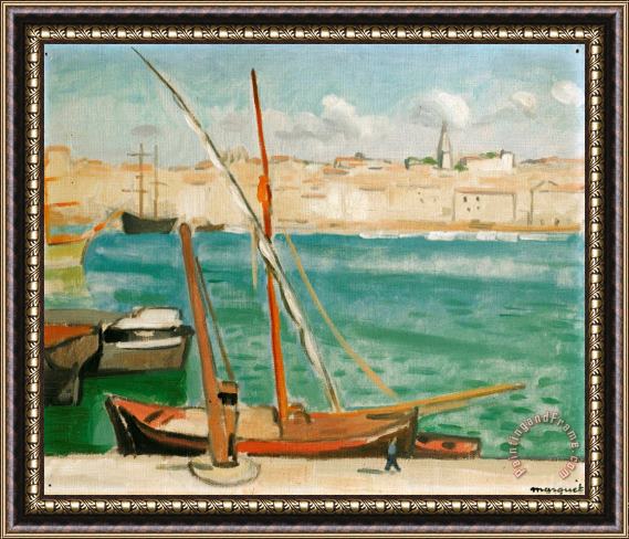 Albert Marquet Marseille, Le Quai De Rive Neuve Framed Painting